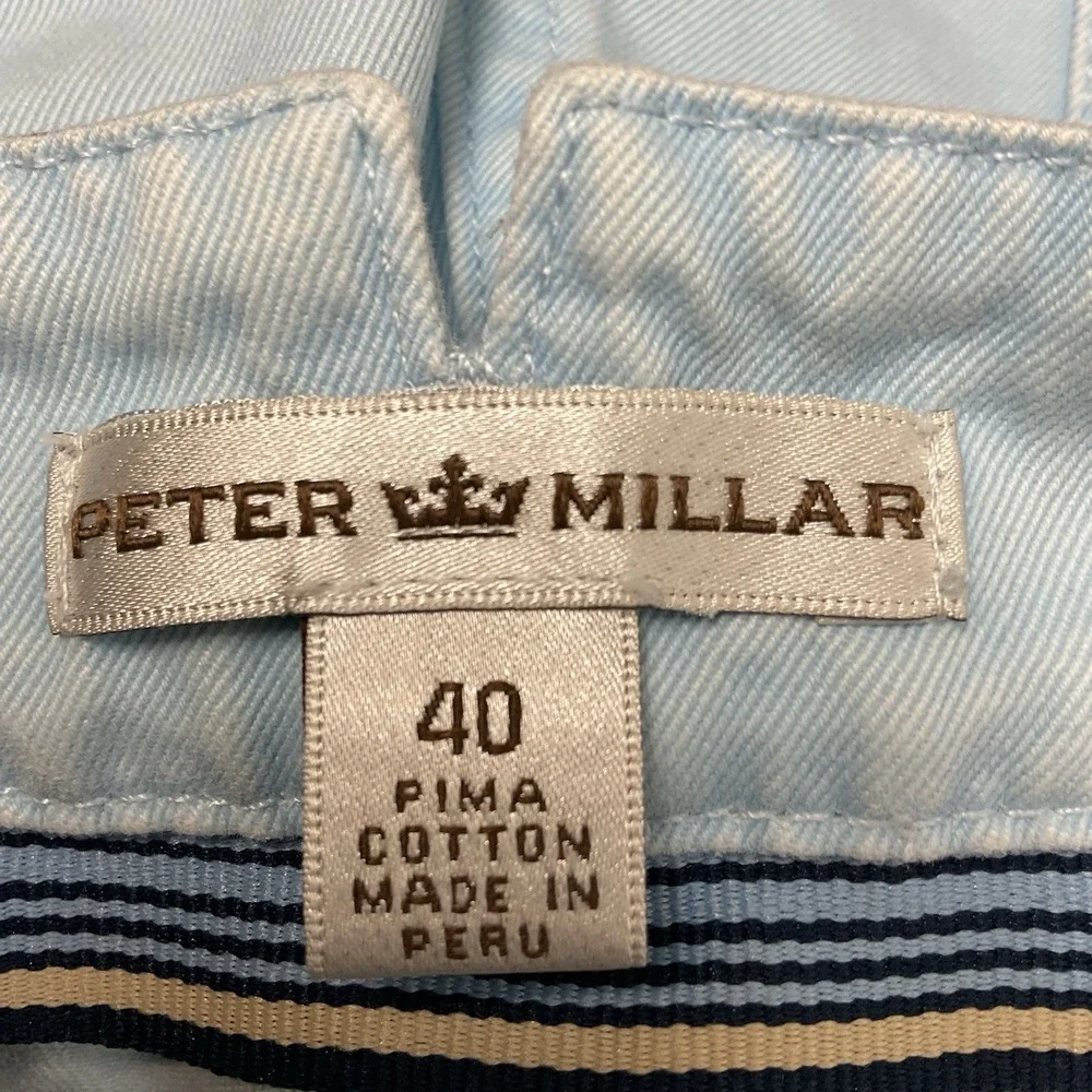 Peter Millar Chino Pants‎ Mens 40x33 Straight Blue Pima Cotton Golf